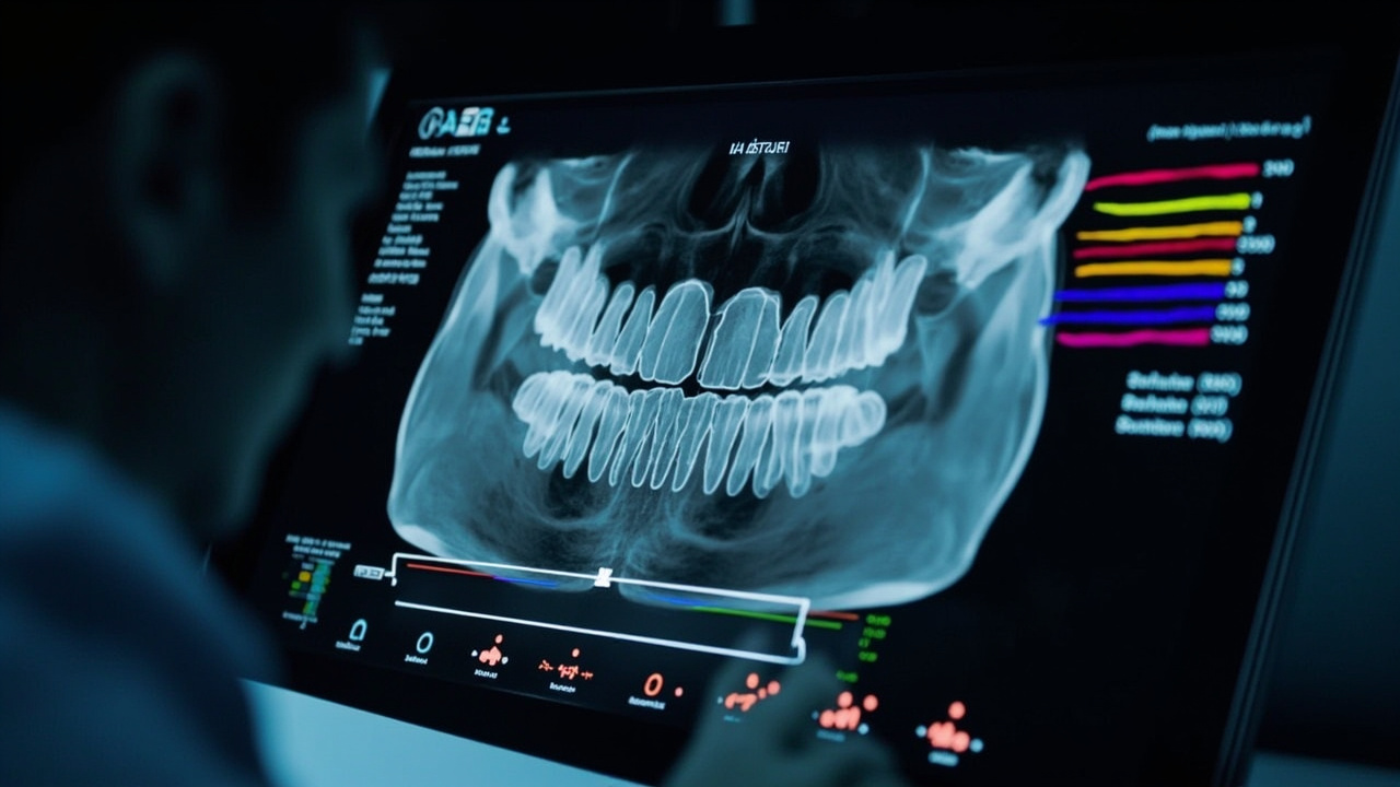 AI visualization overlay on dental x-ray
