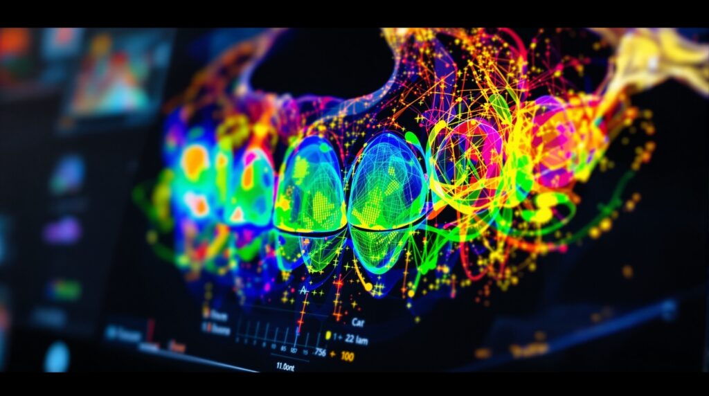 AI-powered dental imaging analysis software interface displaying CBCT scan results