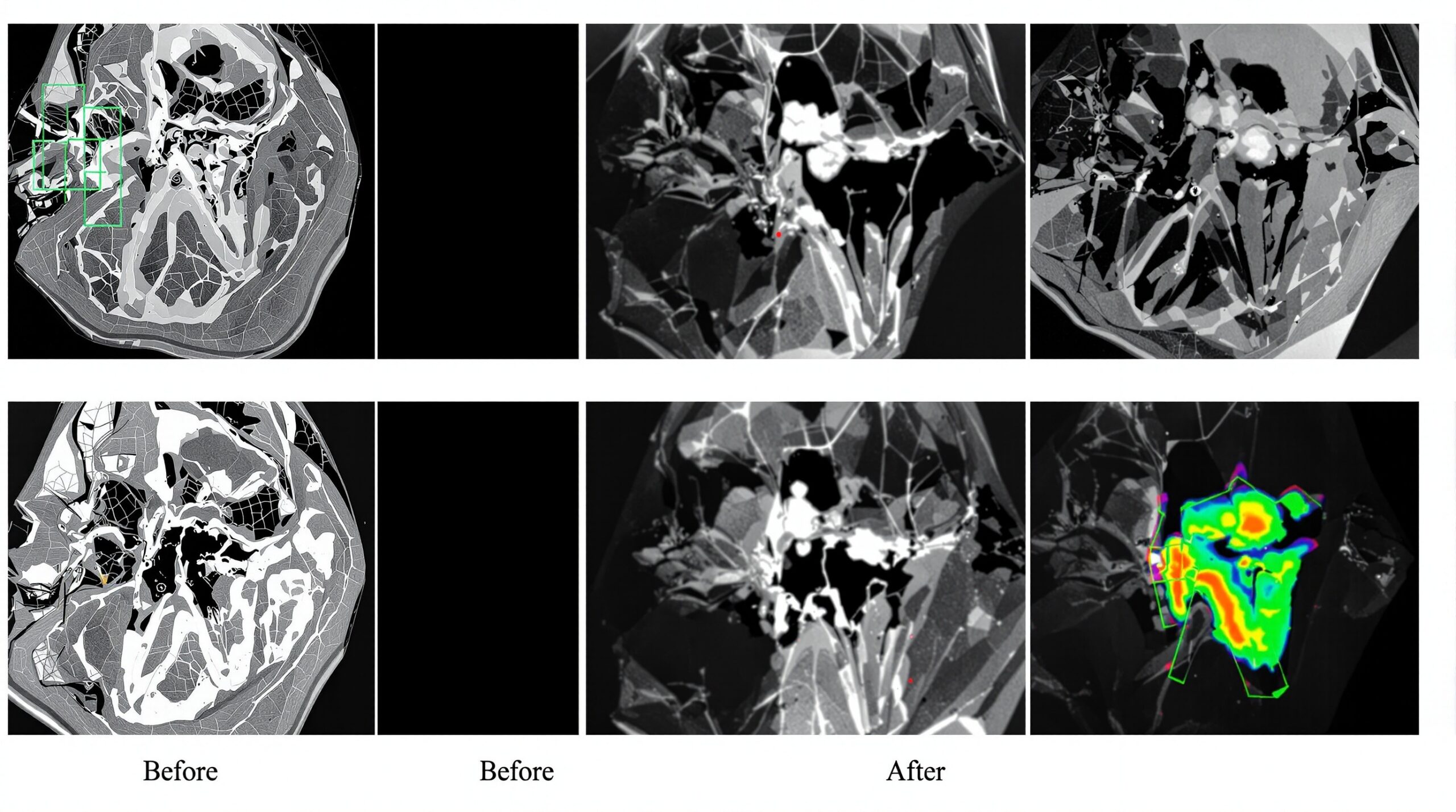 AI-enhanced CBCT scan comparison showing improved image quality