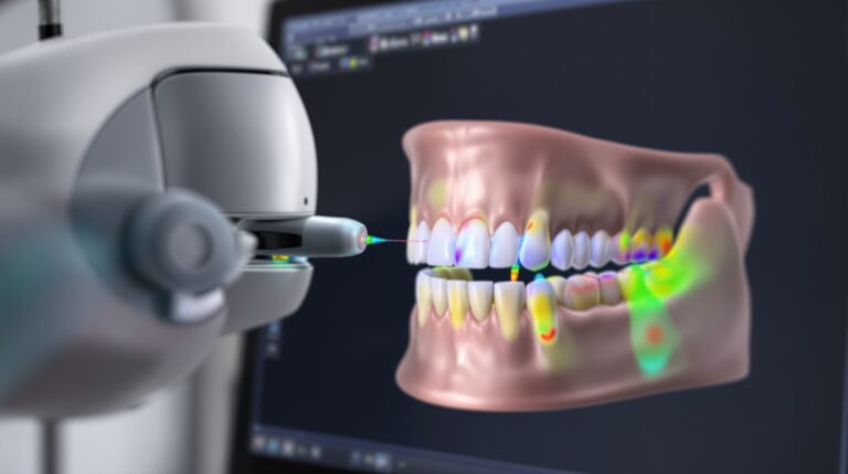 Digital dental workflow displaying integrated IOS and CBCT data