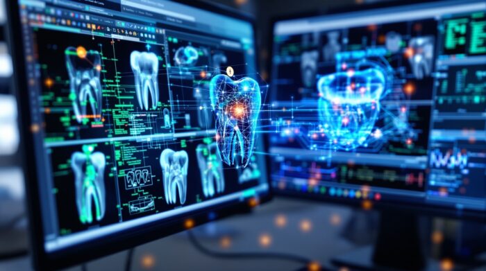 AI algorithm analyzing dental X-ray images