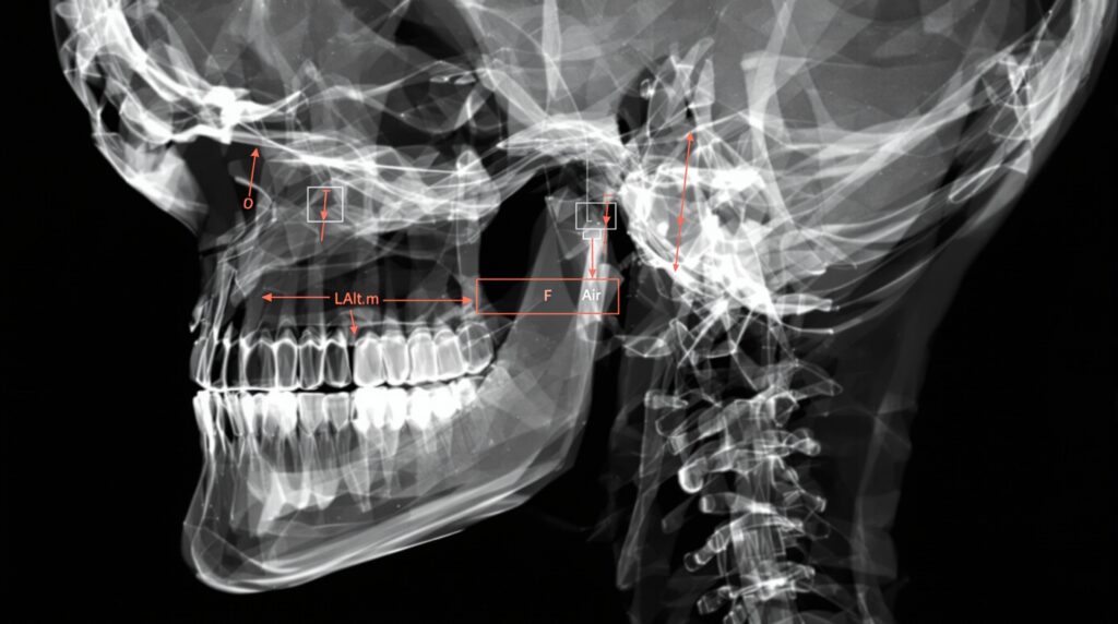 Digital lateral cephalometric X-ray radiograph showing complete skull profile
