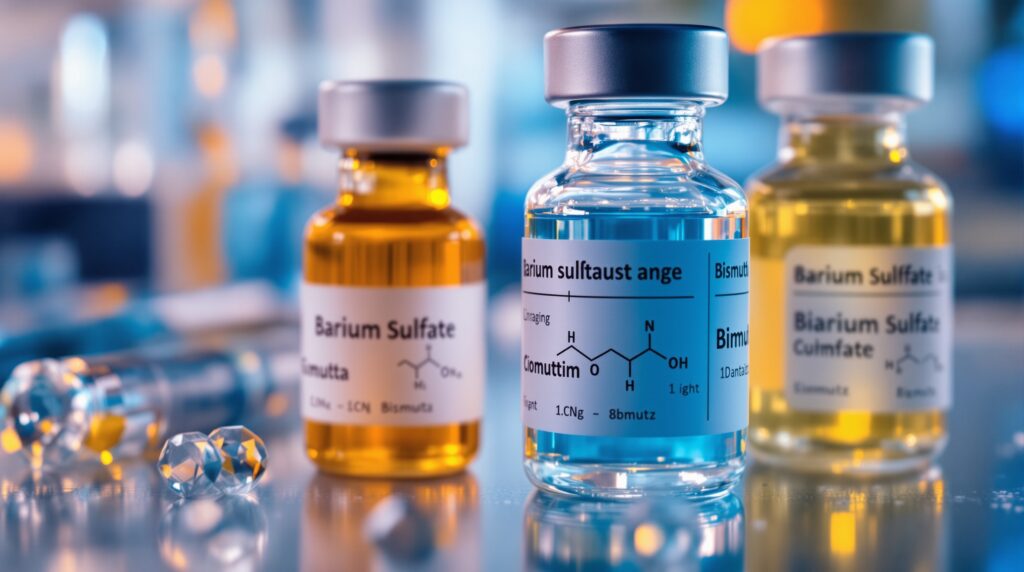 Radiopaque contrast agents and molecular structure diagrams