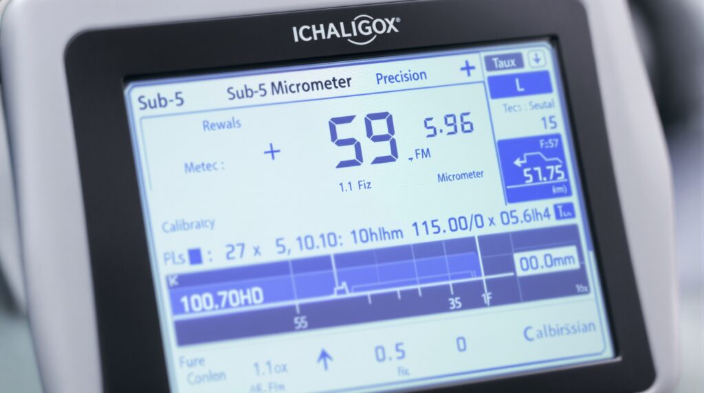 Digital display showing sub-5 micrometer accuracy measurements