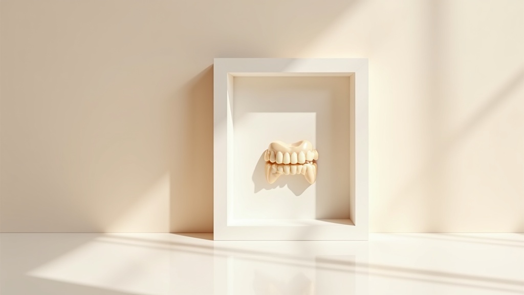 A 3D digital dental arch model presented as framed gallery art