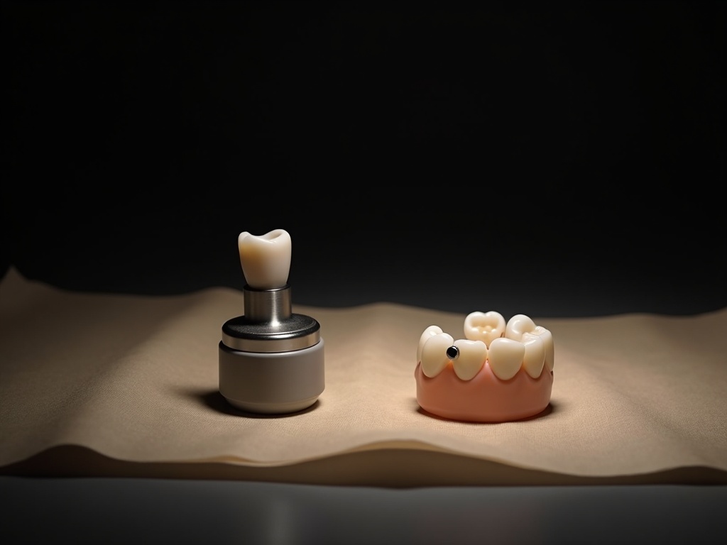 A digital dental sensor and alignment ring arranged as a still life