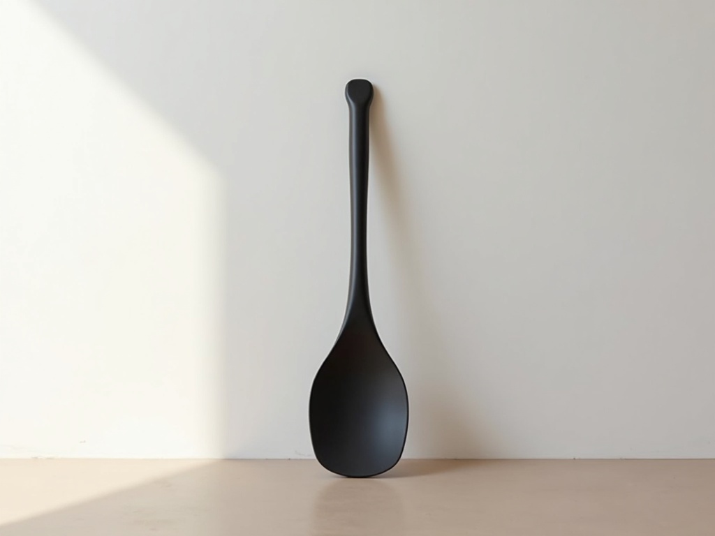 A matte black contraster paddle reading as a pure void against a white gallery backdrop