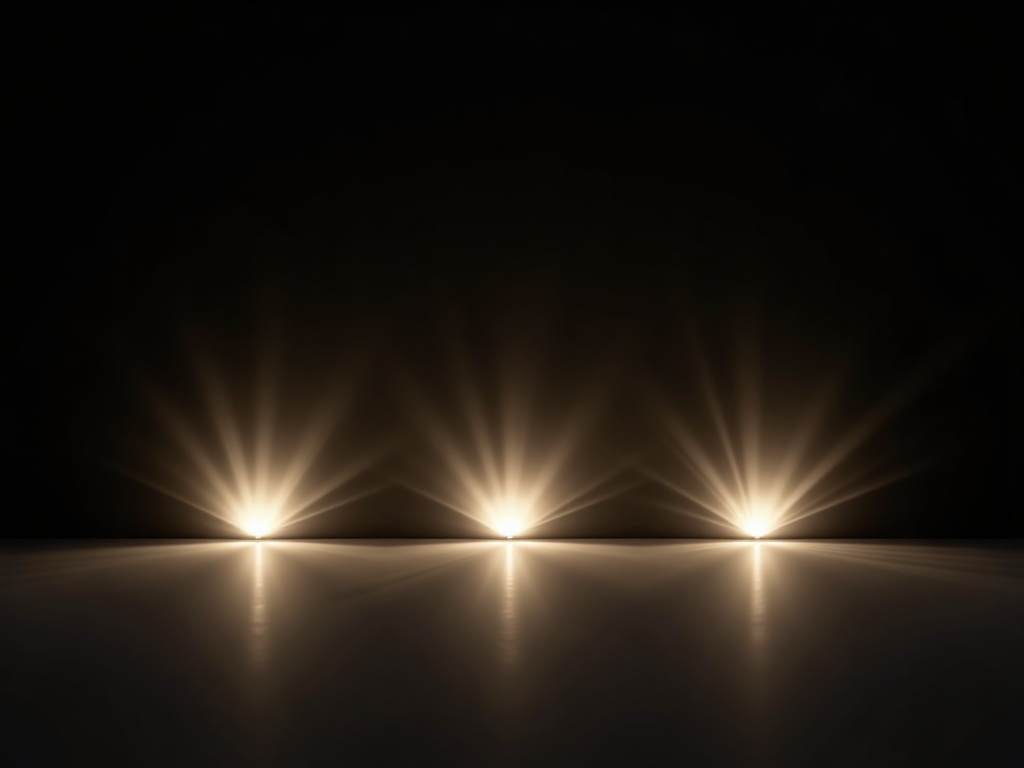 Three X-ray beam fans of increasing width, the widest showing the most pronounced brightness gradient across its footprint
