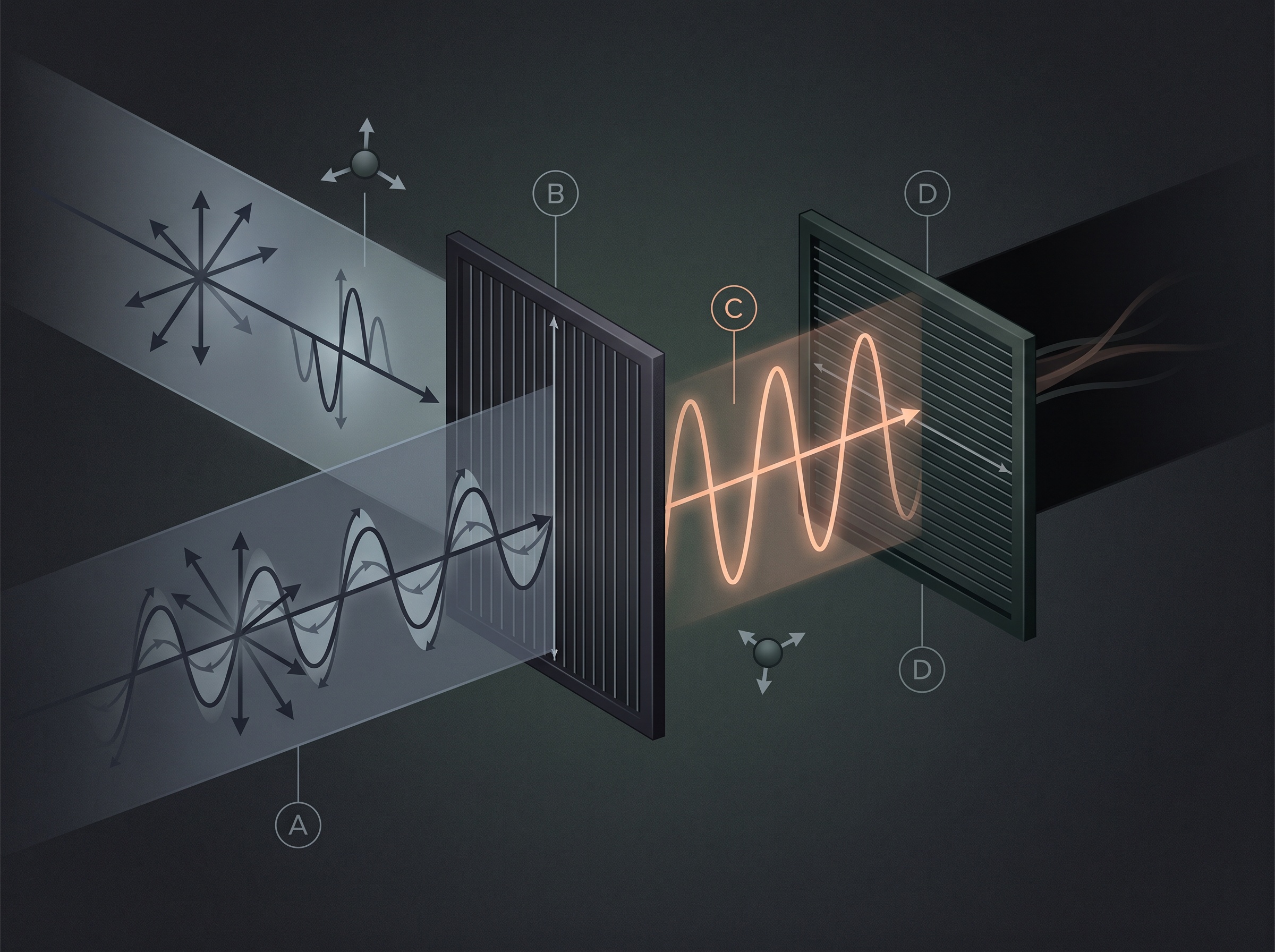 An elegant diagram of light passing through two crossed polarizing filters