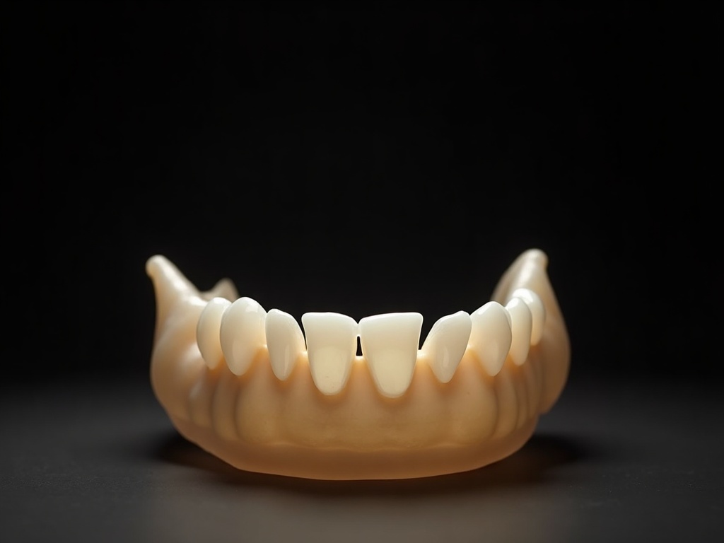 A panoramic machine's chin rest and bite block with faint crossing alignment light beams, as an elegant still life