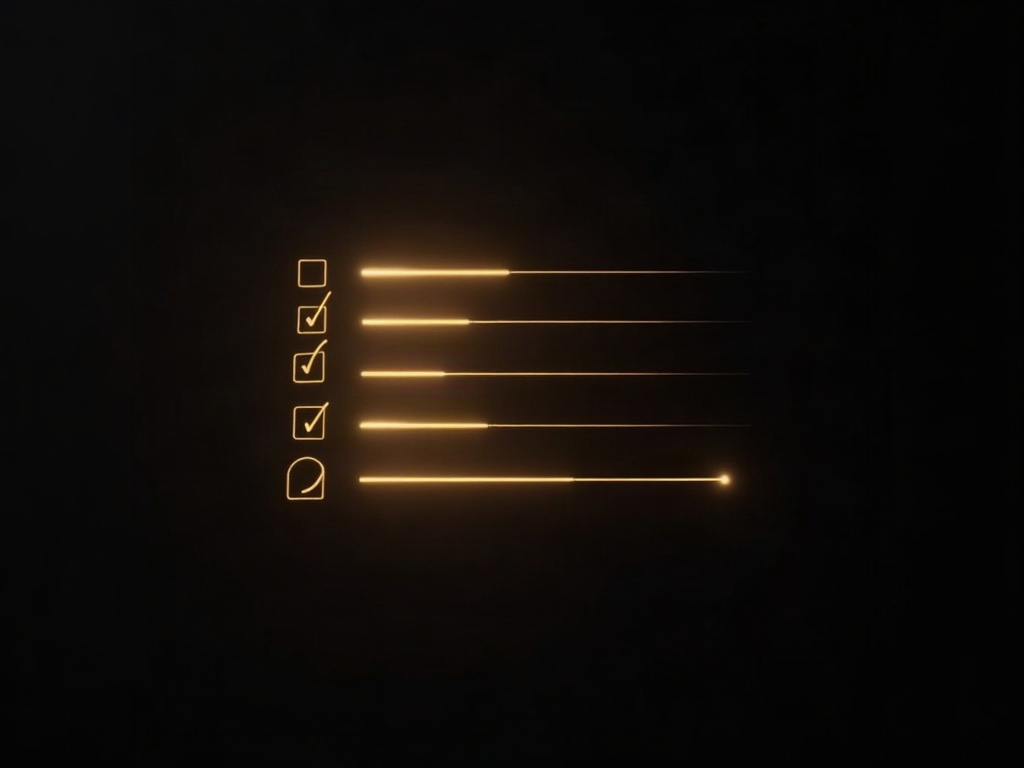 A template of luminous labelled rows, several marked and one conspicuously empty, showing a missing finding made visible