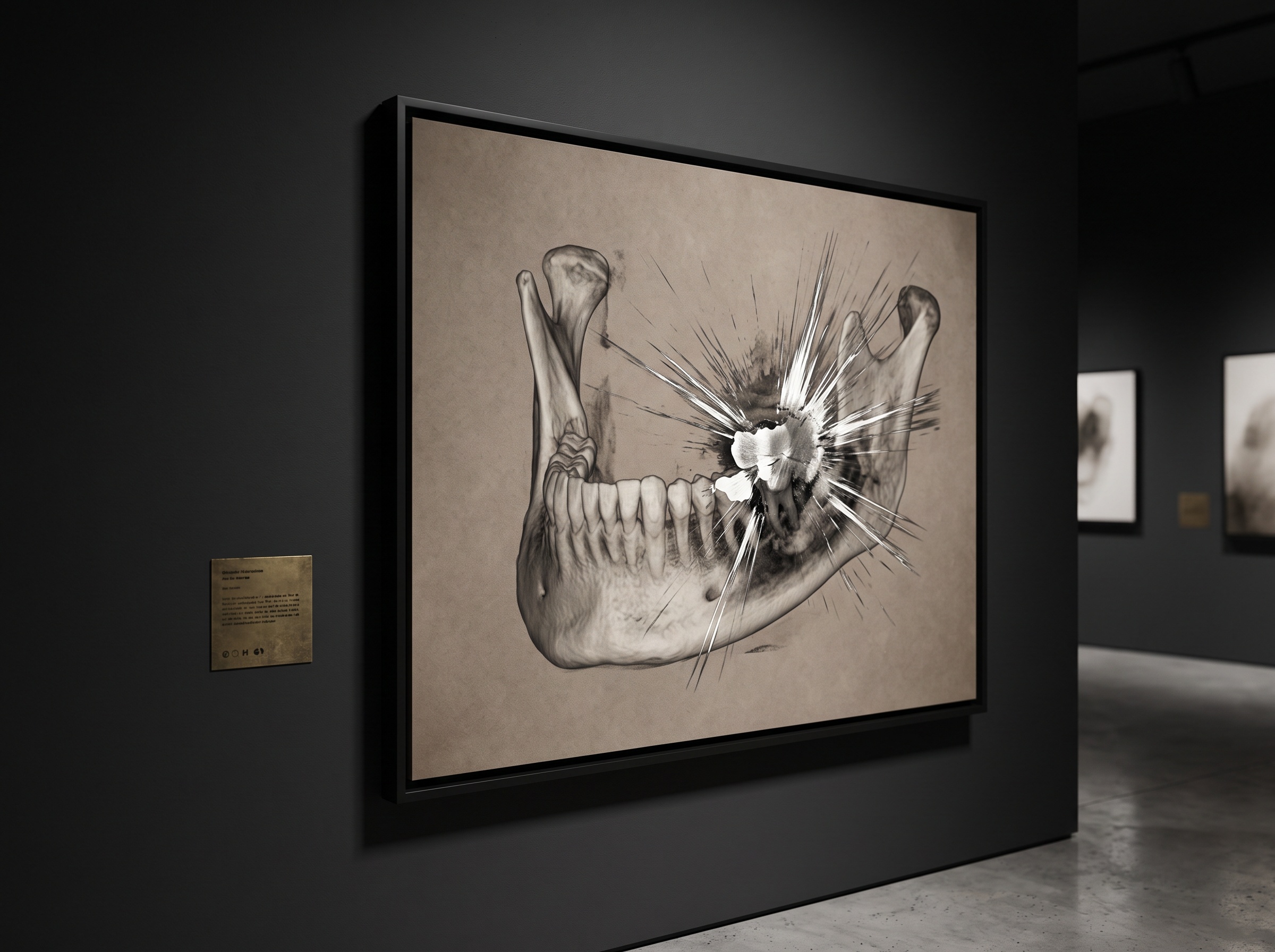 A 3D CBCT volume disrupted by harsh radiating streaks from a dense metal object