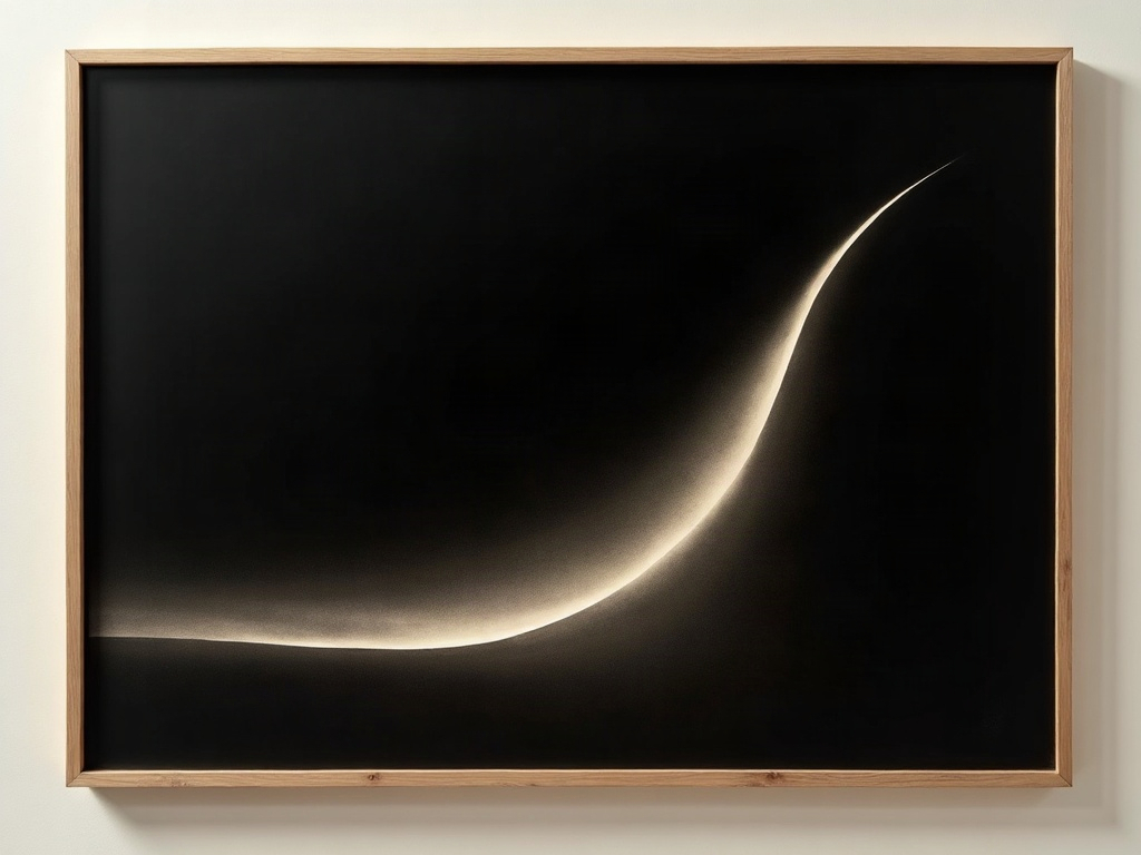 A luminance histogram clipping against the right edge, rendered as framed abstract art