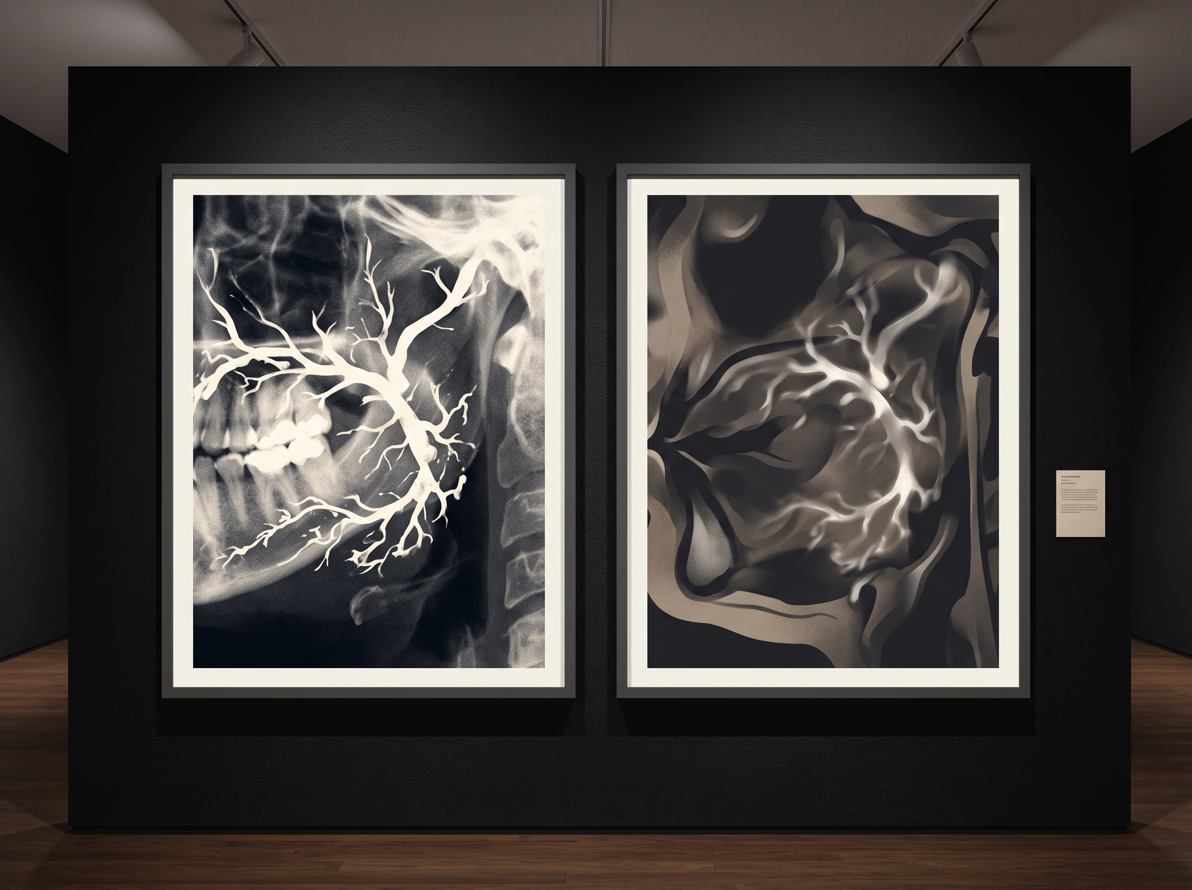 A diptych comparing a conventional X-ray sialogram with an MR sialogram of the same branching duct tree